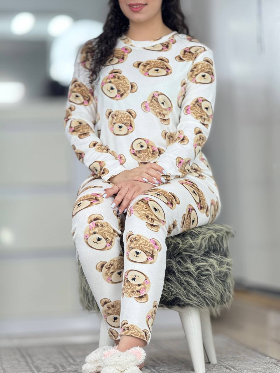 ست مخمل خرس زمینه سفید کد ۶۰۶۵